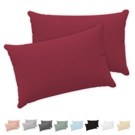 Twinzen® Cushion Covers, 100% Jersey Cotton, 150 GSM, Cushion Cover with Zip, OEKO-TEX Certified, 30 x 50 cm, Set of 2, Burgundy