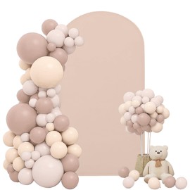 6.6FT Wedding Arch Cover Stretchy Fitted Arch Cover Round Top Stand Covers Double-Side Chiara Cover Backdrop Cover for Wedding Birthday Party Ceremony Baby Shower Decoration(Nude)