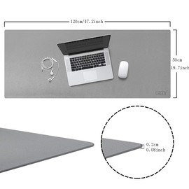 Cacoy 47x20inch Desk Pad Blotter Waterproof PU Leather Desk Mat Protector Extra Large Perfect Desk Writing Mat for Office and Home - Grey (120x50cm)