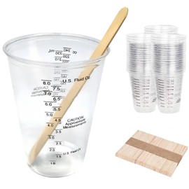 Epoxy Resin Mixing Cups,Paint Mixing Cups,Measuring Cups for Resin,50pcs 240ml/8oz Graduated Cup with 50pcs Wooden Stirring Sticks,Perfect for Mixing and Measuring Paint, Resin, Epoxy