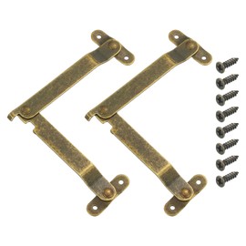 sourcing map 2Pcs 5.71"x0.35" Folding Support Lid Hinges, Lift Up Lid Stay Hinge, 180 Degree Rotatable Metal Retro Hinges with Screws for Wooden Cases Boxes Display Trunk Chest, Bronze