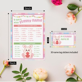 What's Your Easter Bunny Name Game, Easter Party Activity with Name Tags, Easter Holiday Games for Classroom Family, Easter Office Games(1 Sign+ 30 Name Tag)-FHJNAME01