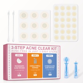 Pimple Patches Set with Microdart Pimples Patche and Hydrocolloid Patch – 3-Step Acne Kit for Fast Blemish Removal, Blackhead Extractor Tools, Zit Patches for Face