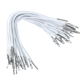 PATIKIL 6 Inch Elastic Barbed Cord, 200 Pcs 1.6mm Loop Stretch Round String with Metal Barb Fasteners for Hats Masks Menus Crafting Book, White (16.5cm)