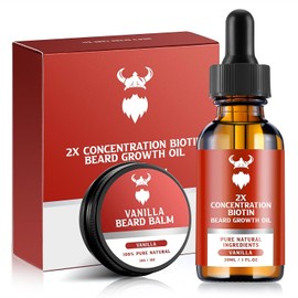 MistySprite Kit para el crecimiento de la barba: concentración 2X de biotina para hombres, ingredientes naturales con aceite de argán, aceite de jojoba y vitamina (vainilla)
