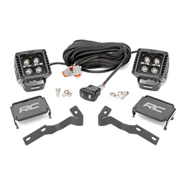 Rough Country Dual 2" LED Ditch Light Kit for Toyota Tacoma (2016-2023) - (2) 2-in Black Series LED Cubes with White DRL