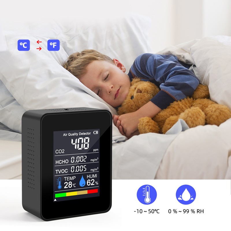 8 in 1 Air Quality Monitor with Gravity Sensor Carbon
