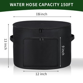 Garden Water Hose Holder Storage Bag Pot，Water Hose Hider，Holds 150 ft Hose ,Bottom With Drain Holes，Patio and Indoor-Black