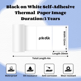 PikDik Thermal Label - 2.2"x1.18"(56x30mm) for PikDik PD-Q2 Mini Pocket Printer,3 Rolls,Suitable for Barcode,FNSKU,Address,Mailing,Logo,Business,Home Tag,White