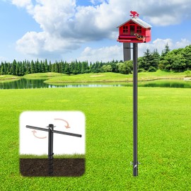 ‌JAOTREL 60" Bird Feeder Pole with Spiral Ground Stake - Heavy-Duty Metal, All-Weather Stability, Windproof & Rust-Resistant for Garden/Lawn/Bird Sanctuary