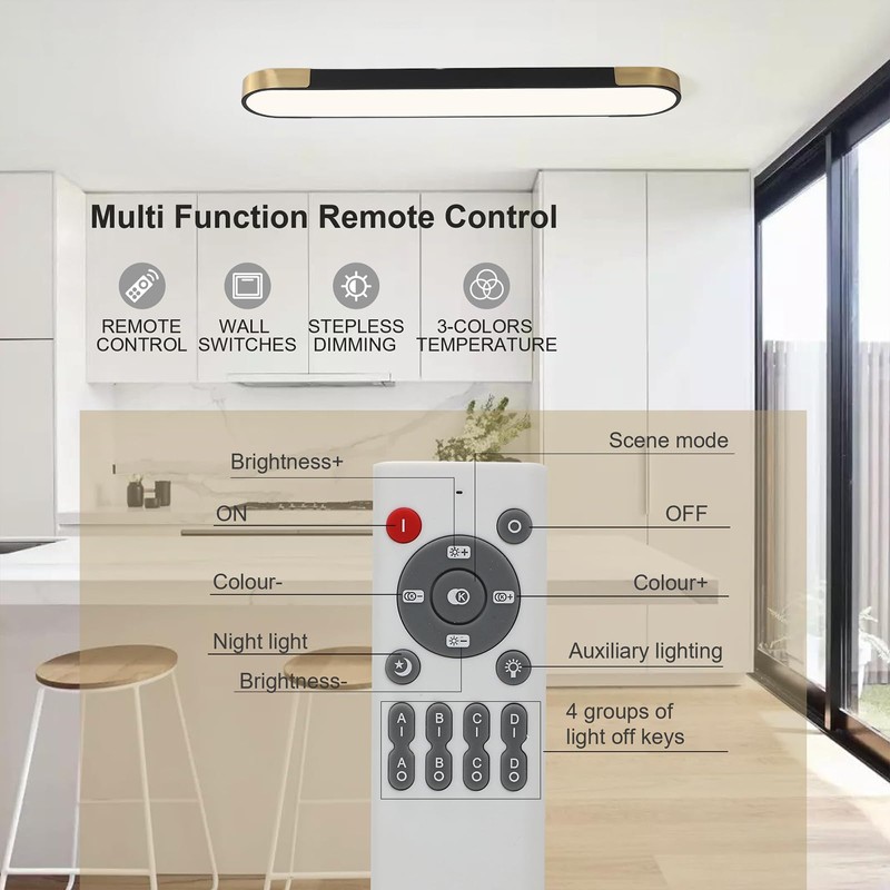 Qcyuui 4FT LED Light Fixture 60W Dimmable Led Ceiling Light