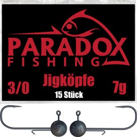 Paradox Fishing Jig Heads Set 15 x 7 g 3/0 I Jig Heads Rubber Fish with Jig Head for Rubber Fish Perch Pike Zander Fishing Accessories