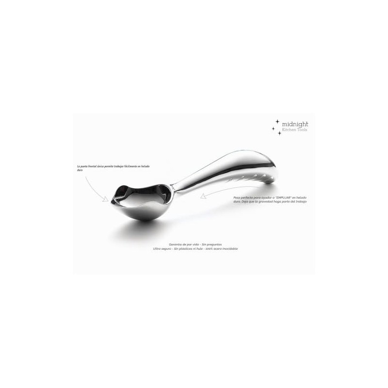 Cuchara para helado de acero inoxidable de Midnight Scoop, cuchara