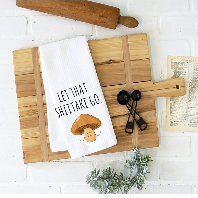 WCGXKO Funny Dish Towel Let That Shiitake Go Mushroom Pun