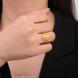 EUEAVAN Jerusalem Cross Ring for Women Jerusalem Crusader Ring for Men Jerusalem Medal Greek Medieval Christian Religious Jewellery Christening Gift, Stainless Steel