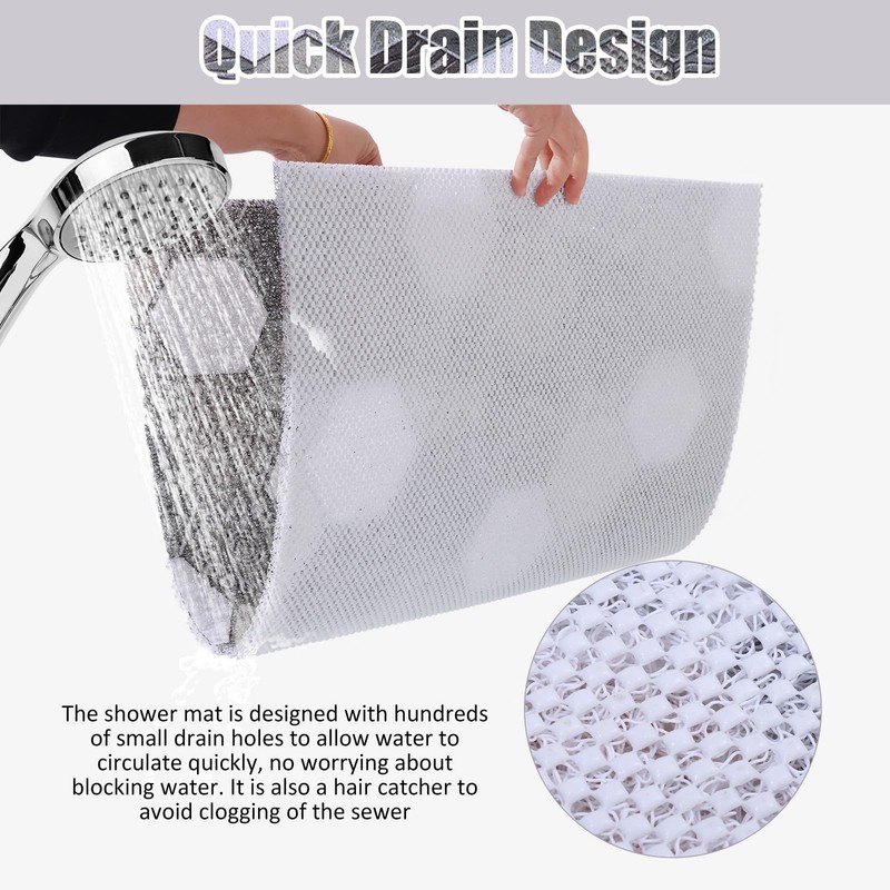 HomKuch Non-Slip Shower Mat, Comfortable Shower Floor Mat, Quick Dry