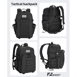 EZshoot 40L Tactical Backpack for Men and Women - Heavy Duty Military Molle Rucksack, Large Capacity Hiking Daypack for Camping, Hunting, Bug Out Bag, Water-Resistant with Multiple Compartments, Black