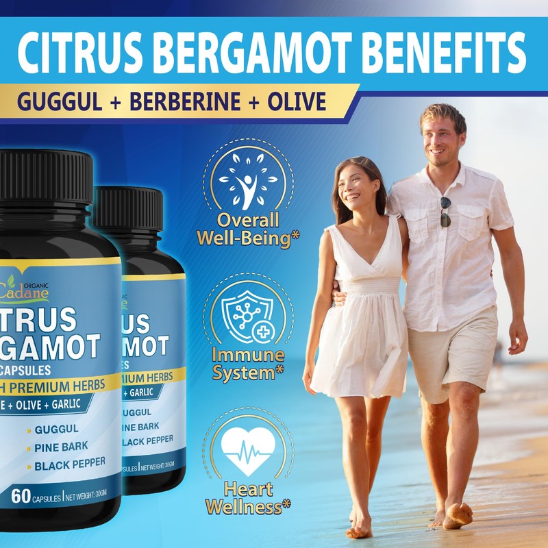 Cadane 2 Packs Citrus Bergamot Extract Capsules with Berberine, Olive,