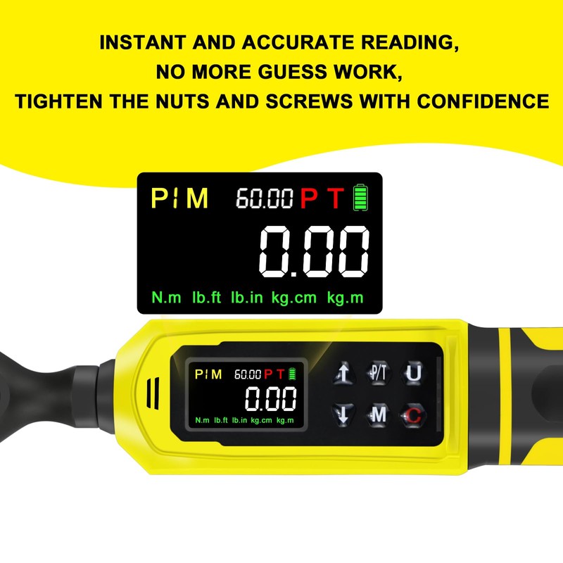 ATsafepro 3/8-Inch Digital Drive Torque Wrench-1-60Nm (1-44 ft-lb),High-Precision Torque Wrench