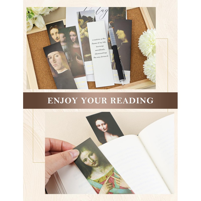 GAUENEEN 30 Pcs Paper Bookmarks, da Vinci Art Works Bookmark