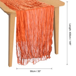 PATIKIL 14 Ft Cheesecloth Table Runner Rustic Gauze Terracotta Cheese Cloth Table Runner with Wrinkled for Bohemian Wedding Party Bridal Shower Table Decoration, Orange