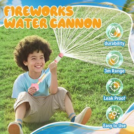 Firework Water Gun,Fireworks-Shaped Water Spray for Kids ，Summer Pool Beach and Parent-Child Play Activities Water Game Outdoor Toys (Pink)