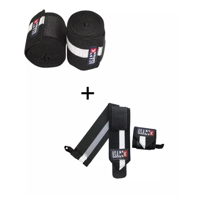 USA ZK Vendas Para Rodillas + Muñequeras Economic Pack Gym