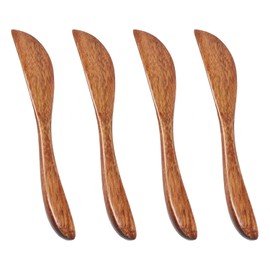 Honbay 4PCS Wooden Butter Knife Jelly Cheese Spreaders Sandwich Spreaders Condiment Spreaders Mini Spatulas for Kitchen