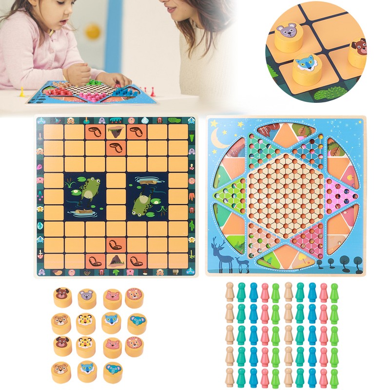 Animal Checker Children Chess Toys Educational MultiFunction Desktop Games Toy(#1