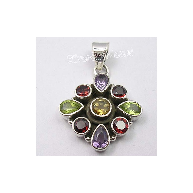 SilverStarJewel - Colgante de plata de ley maciza con múltiples