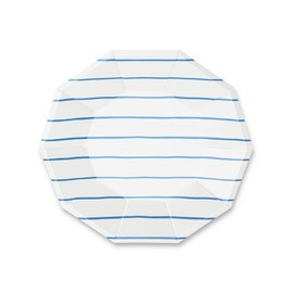 Daydream Society Frenchie Striped - Small Paper Plates with Cobalt Blue Stripes - Pack of 8 Dessert Plates - Easy to Mix and Match - Party Plates to Suit All Occasions
