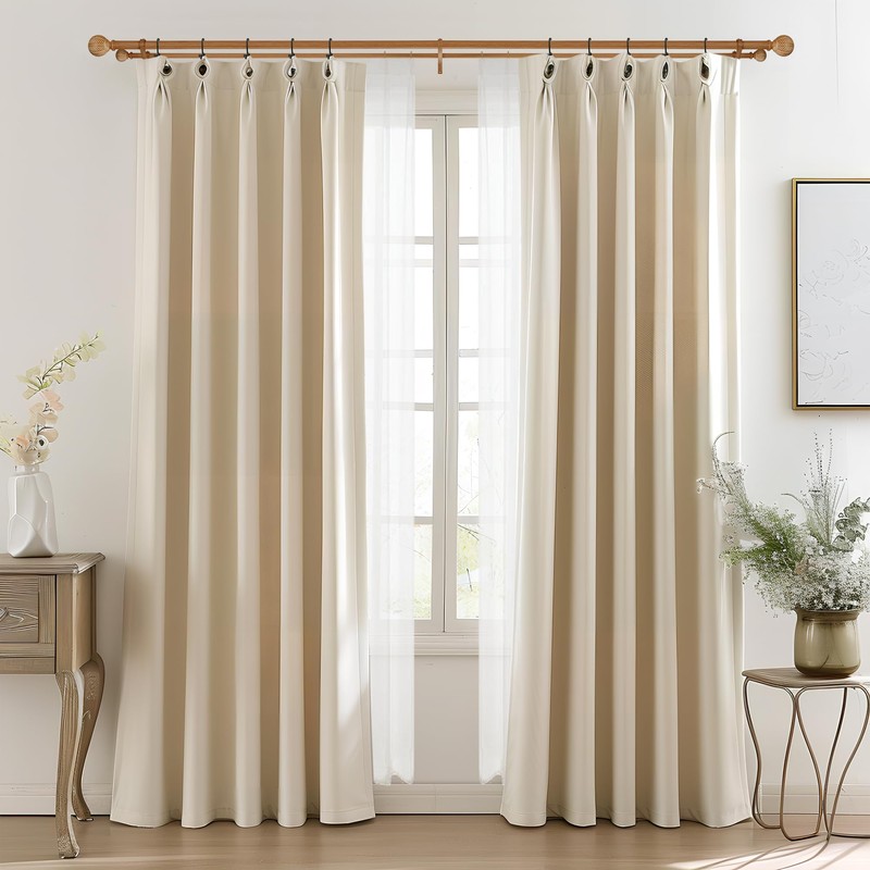 Mayrhyme Wood Double Curtain Rods Set for Windows 36 to