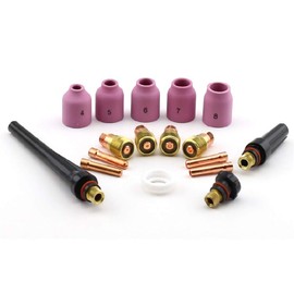 WeldingCity TIG Welding Accessory Kit Collet-Gas Lens-Ceramic Cup-Gasket-Back Cap .040"-1/16"-3/32"-1/8" for TIG Torch 9, 20 and 25 Series Lincoln Miller Hobart ESAB Weldcraft CK AHP (T32)