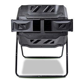 Koolscapes Dual Chamber Tumbling Composter 42 Gal (160L) Black Rotating Outdoor Compost Bin, Double Chamber Rotary Composter, Recycled Plastic with Steel Frame for Backyard and Vegetable Garden