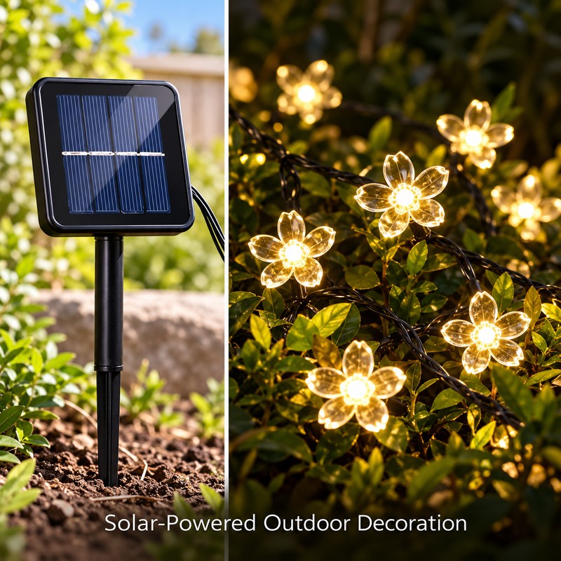 Solar Cherry Blossom String Lights for Outdoor Decoration – 20