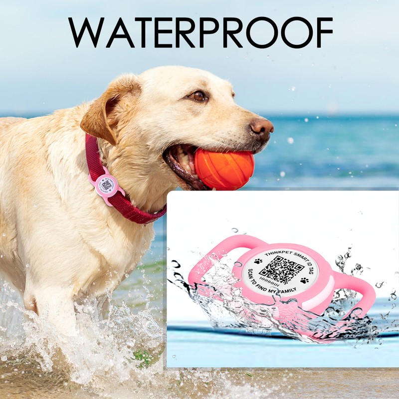 ThinkPet AirTag Dog Collar with QR Code, Smart Pet ID