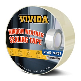 VIVIDA Transparent Window Weather Sealing Tape, 2 Inch x 60 Yards(180 Ft), Clear Window Tape, Heavy Duty Draft Isolation Window Weather Sealing Film Tape for Doors & Windows & A/C Units, 1 Pack
