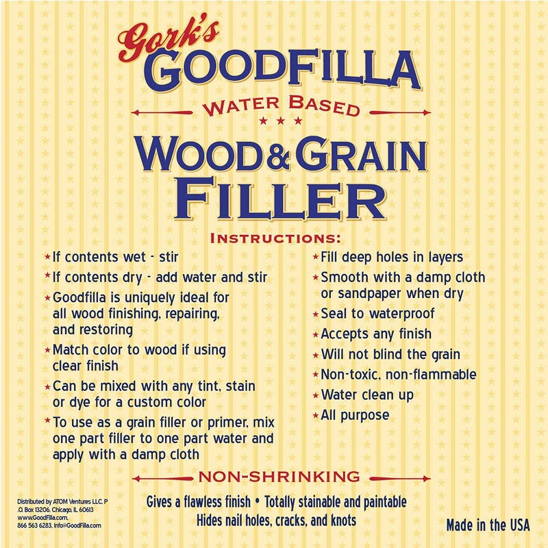 Goodfilla Walnut, 1 Gallon (13.5lbs), Wood and Grain Filler, Stainable,