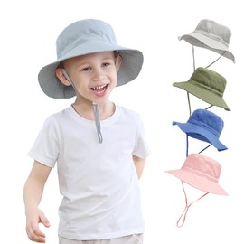 YANWANG Baby Children's Adjustable Bucket Sun Hat, UPF 50+ Sun Protection, Beach Hat for Toddlers, Boys, Girls, gray