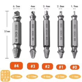 CHENLONB Tanned Screw Remover Extractor, Screw Extractor, Dedicated Tool, Repair Tool Set of 5, Storage Case Included