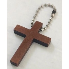 Mini Wooden Cross Keychain Wood Key Chain Keyring Ring Bag Charm