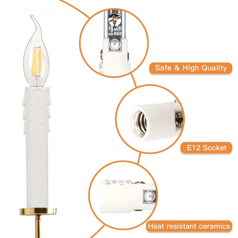 Helunsi 6 Set E12 Adjustable Candelabra Socket, Chandelier Fixture Sockets