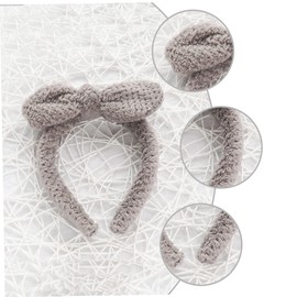 Vaguelly 4Pcs Plush Ear Hair Hoops Winter Headbands for Soft Creative Makeup Face Washing Accessories Elastic Comfortable Fit Grey Pink White