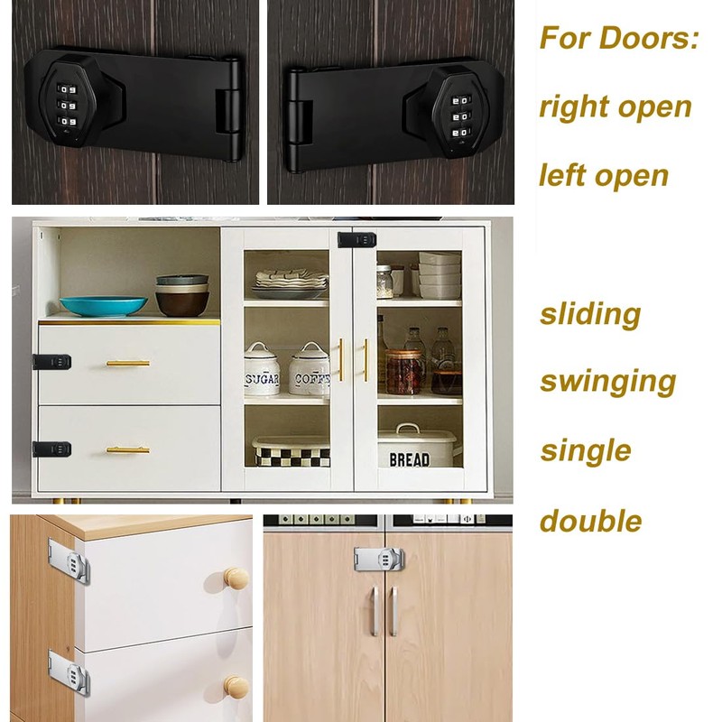 ETEKJOY Cabinet Lock Keyless 3-Digit Password Combination Code Hasp Latch