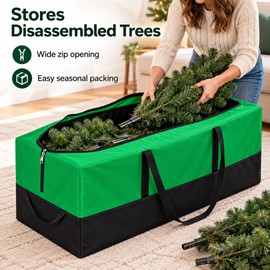 Christmas Tree Storage Bag with Reinforced Handles, Heavy Duty Oxford Fabric, Zipper Closure, Foldable Organizer for Artificial Trees