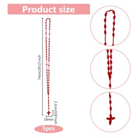 DICOSMETIC 5 Stück Handgefertigte Geknotete Halskette Feuerziegel Geknotete Rosenkranzhalsketten 74cm Kordelrosenkranz Halskette Nylonkordel Kreuz Nylon Rosenkranzperlen Packung Für Ostergeschenk