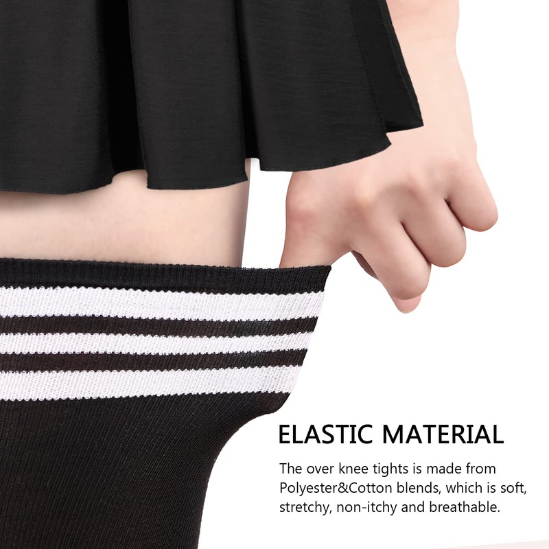DRESHOW Extra Long Thigh High Socks Long Boot Stockings Striped