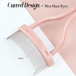 Corconess Eyelash Comb, 2PCS Pink Eyelash Separator Tool Lash Comb Lash Separator with Cover for Girls Women Eye Makeup Brushes Separator Mascara Applicator Tools with Metal Teeth