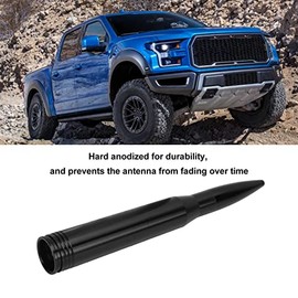 Cocoarm Antena para Auto, Antena de Bala Calibre 50 Carro Mástil de Aluminio con Tratamiento Anodizado y Adaptadores, Universal para Modelos con Calibre 50 (Black)