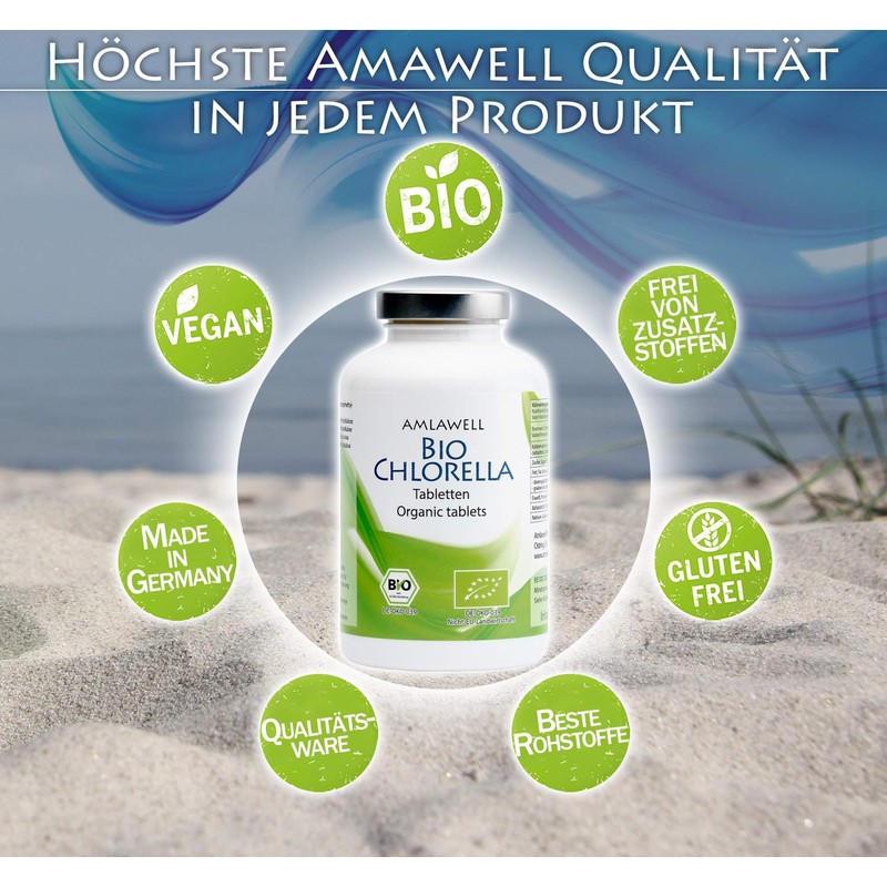 AMLAWELL Organic Chlorella Tablets - 250 g Protein-Rich Chlorella Pellets